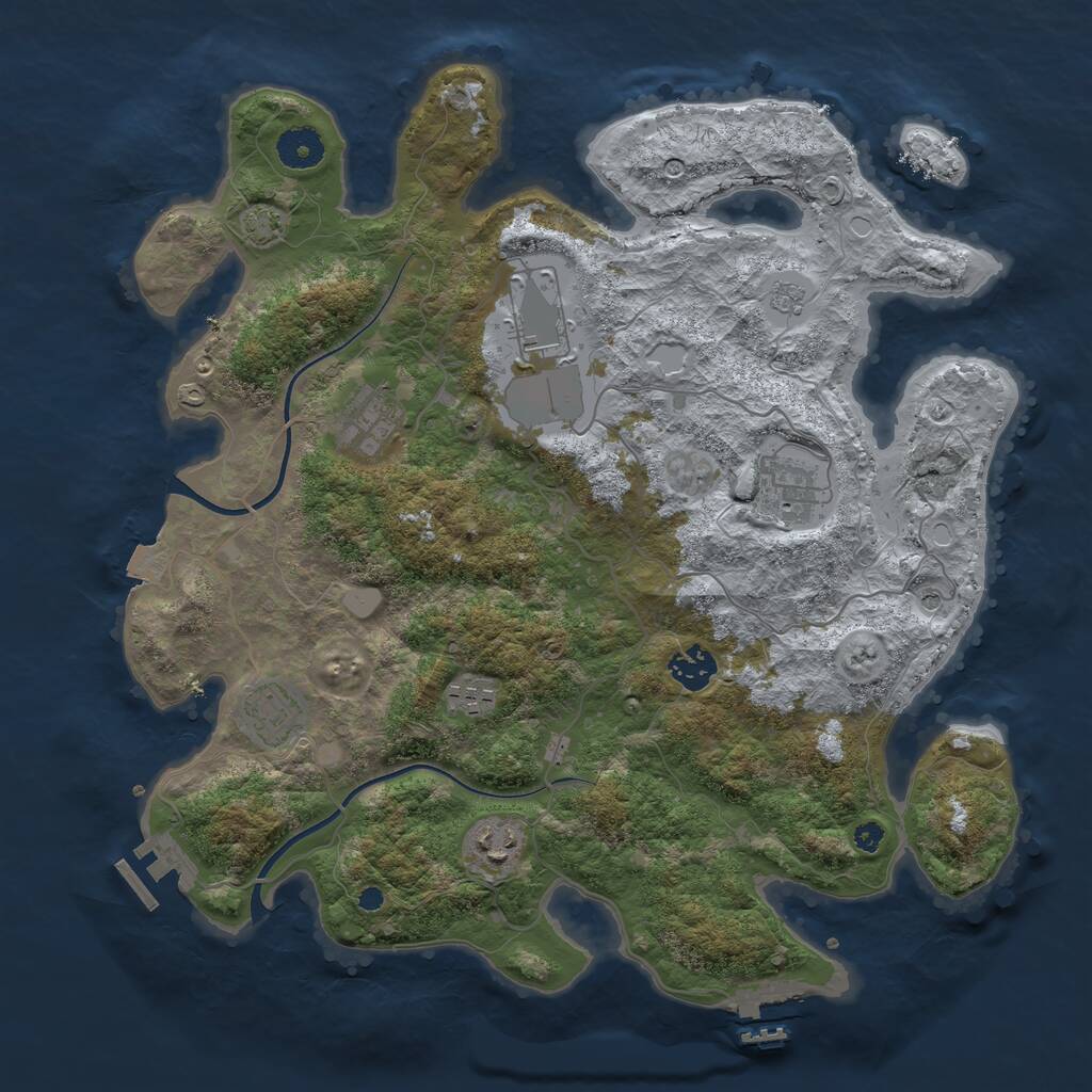 Rust Map: Procedural Map, Size: 3700, Seed: 661260015, 13 Monuments