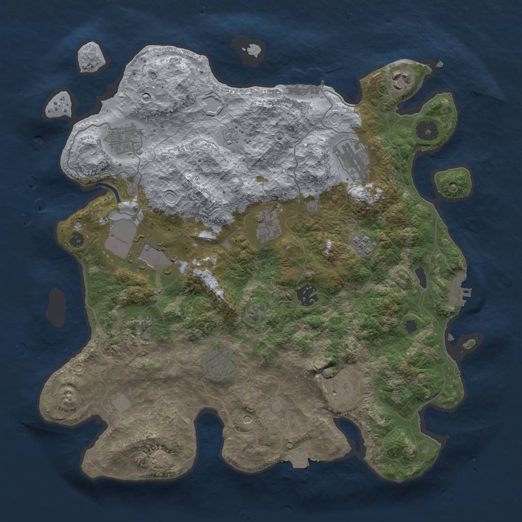 Rust Map: Procedural Map, Size: 3700, Seed: 1064522634, 18 Monuments