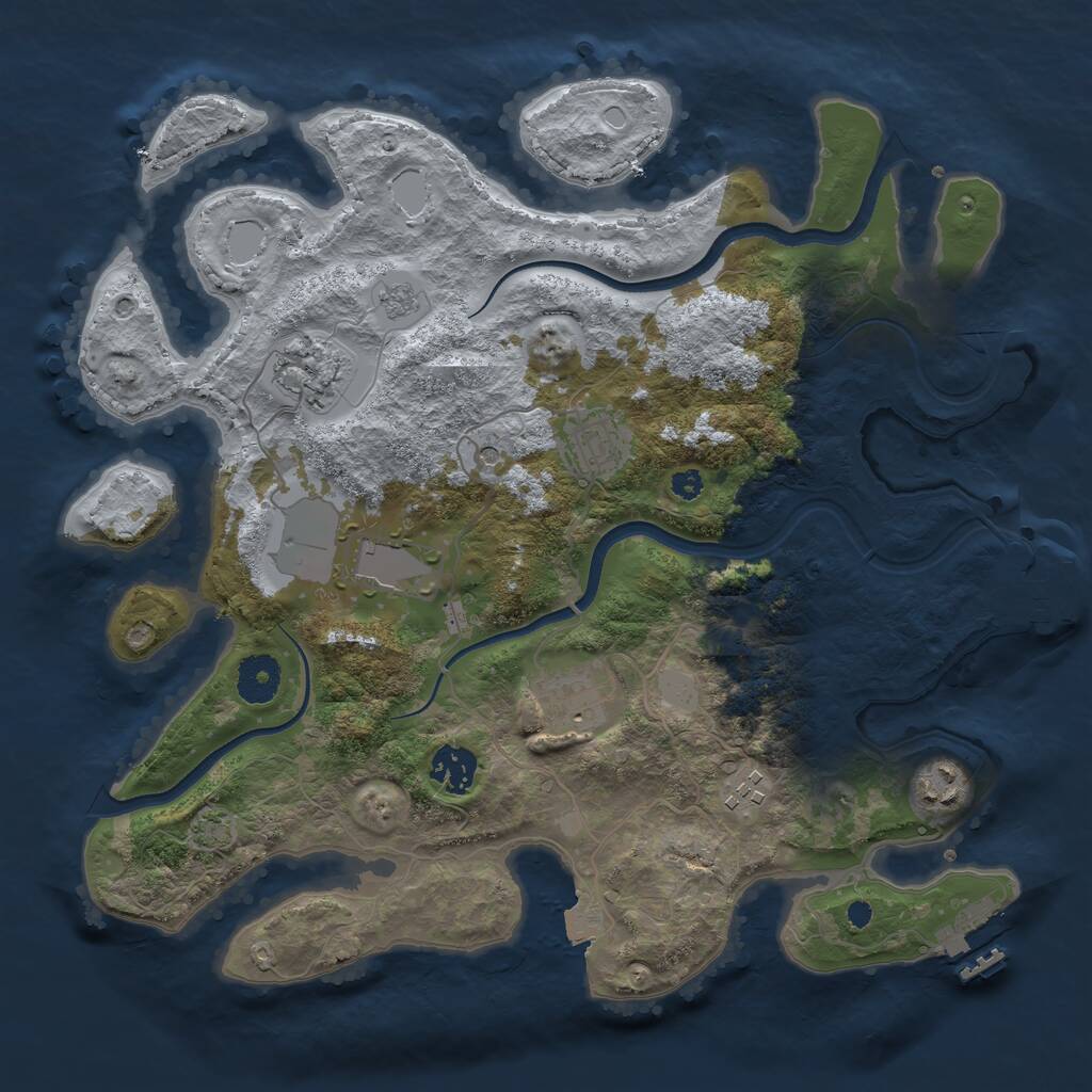 Rust Map: Procedural Map, Size: 3500, Seed: 63657832, 13 Monuments