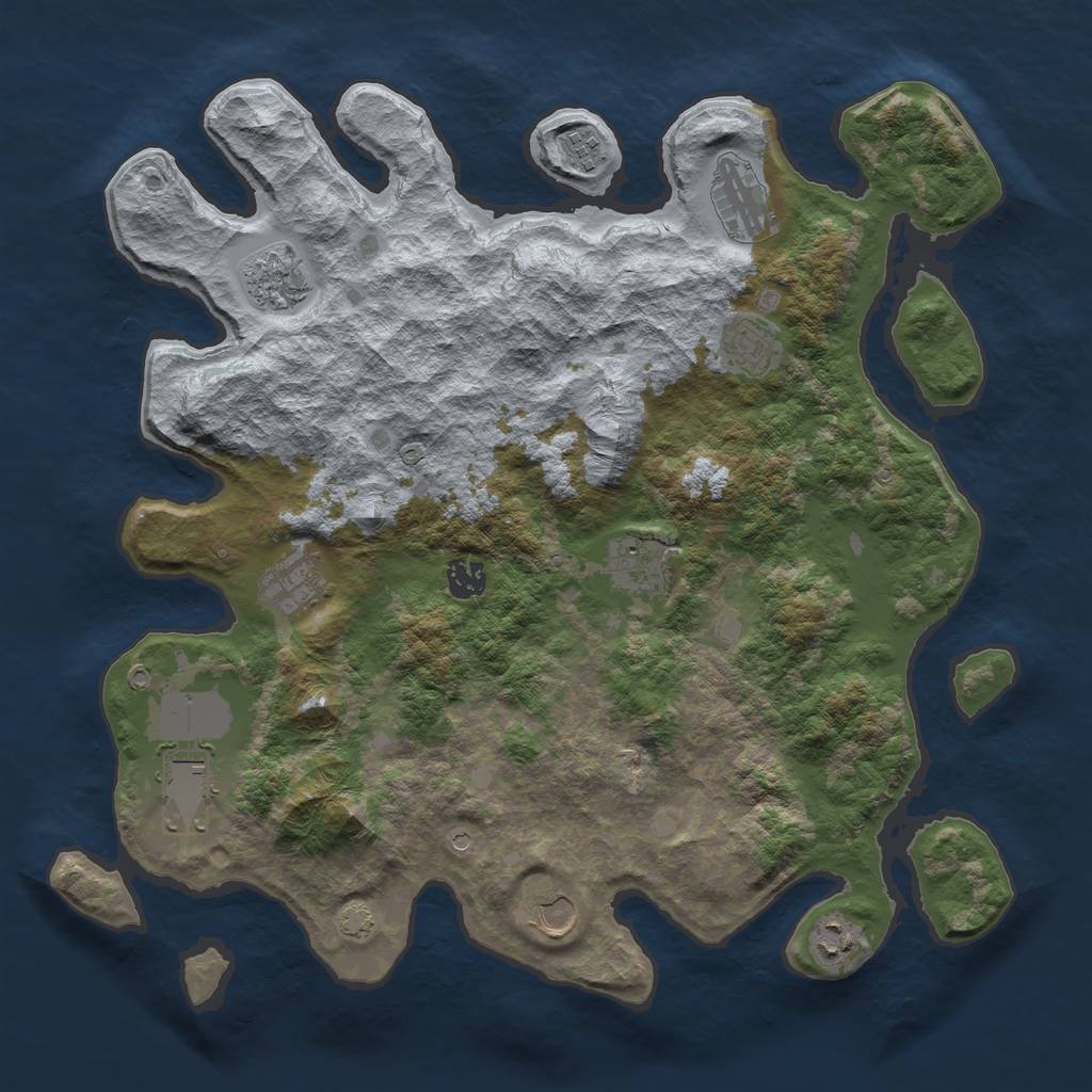 Rust Map: Barren, Size: 4000, Seed: 86796681, 14 Monuments