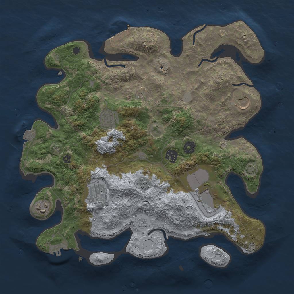 Rust Map: Procedural Map, Size: 3500, Seed: 678643016, 15 Monuments