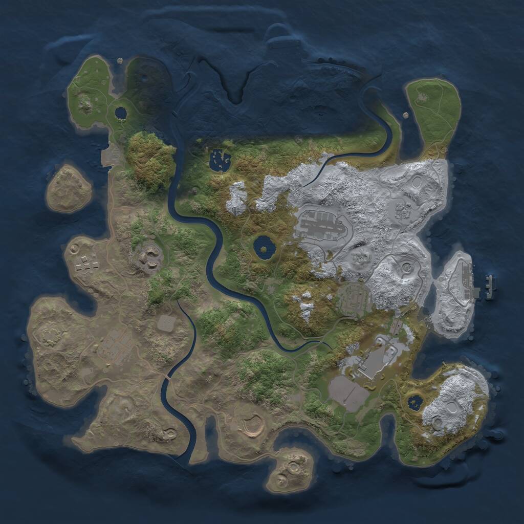 Rust Map: Procedural Map, Size: 3500, Seed: 168648127, 14 Monuments