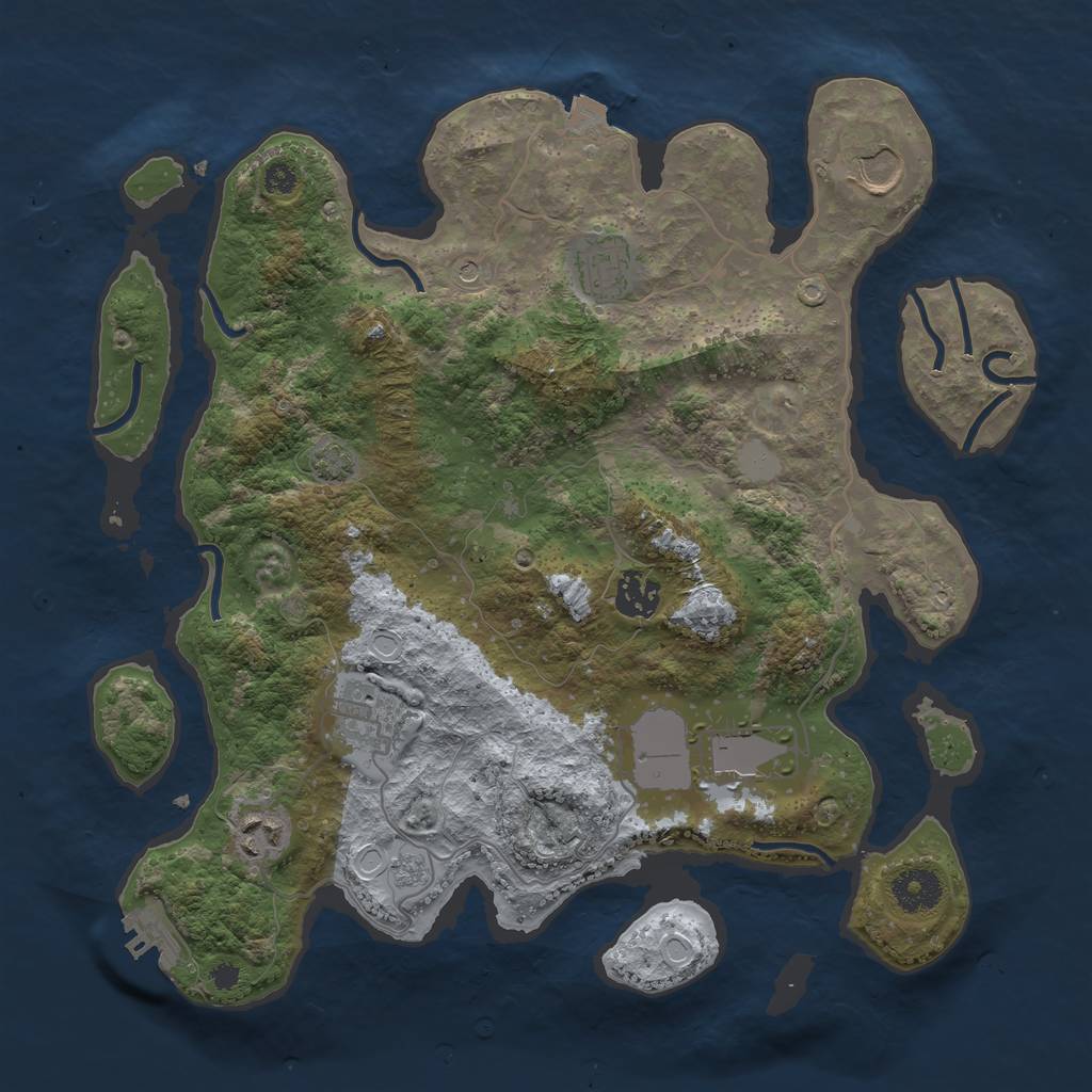 Rust Map: Procedural Map, Size: 3500, Seed: 1229007120, 13 Monuments