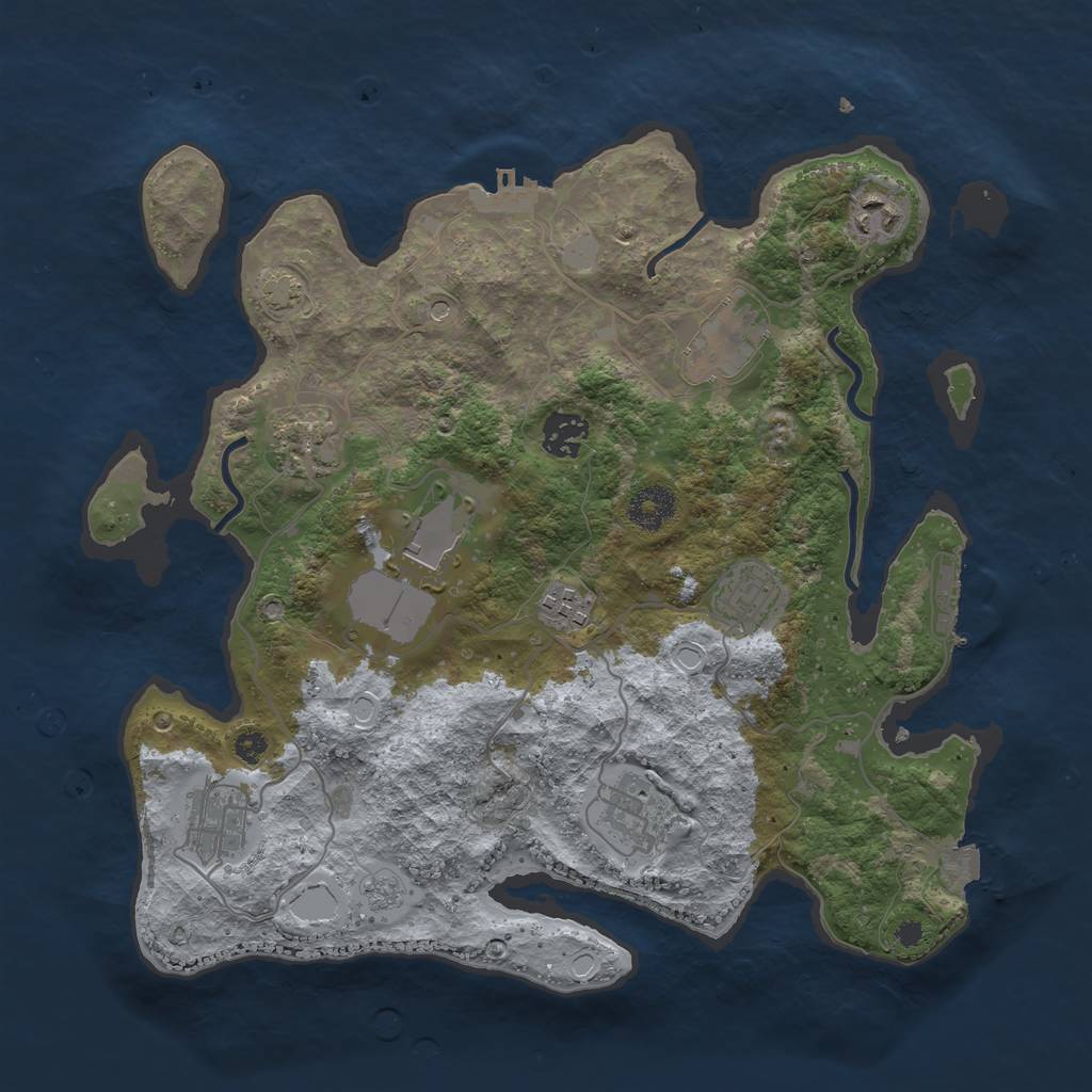 Rust Map: Procedural Map, Size: 3500, Seed: 220080456, 17 Monuments