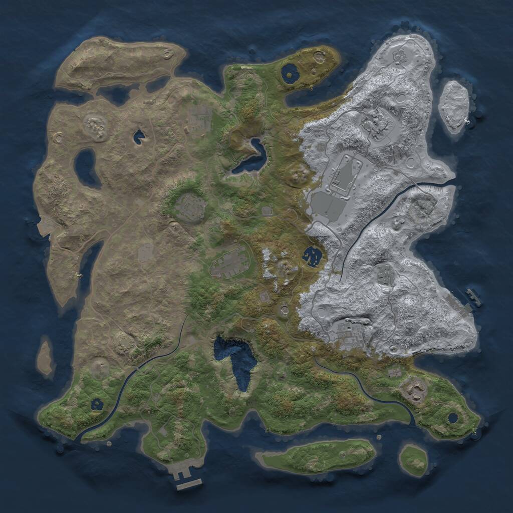 Rust Map: Procedural Map, Size: 4050, Seed: 2069985868, 15 Monuments