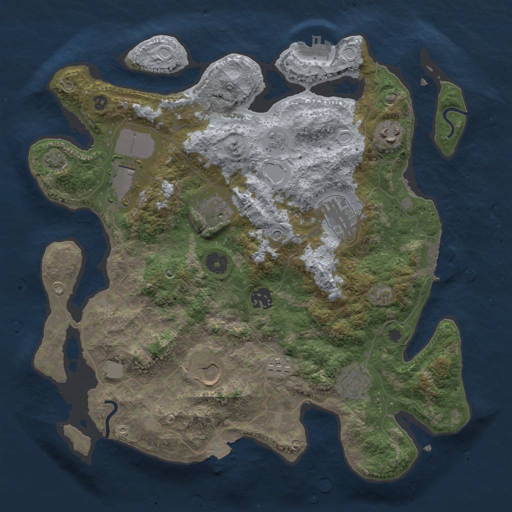 Rust Map: Procedural Map, Size: 3500, Seed: 1596134397, 16 Monuments