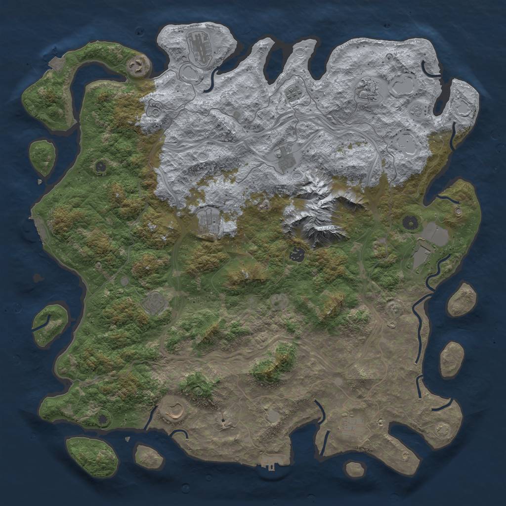 Rust Map: Procedural Map, Size: 5000, Seed: 20323, 19 Monuments