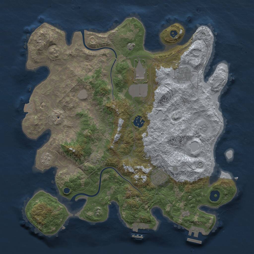 Rust Map: Procedural Map, Size: 3500, Seed: 601057910, 11 Monuments