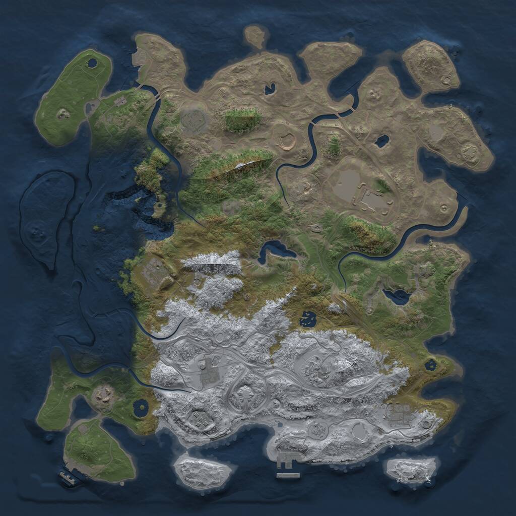 Rust Map: Procedural Map, Size: 4500, Seed: 140702242, 16 Monuments