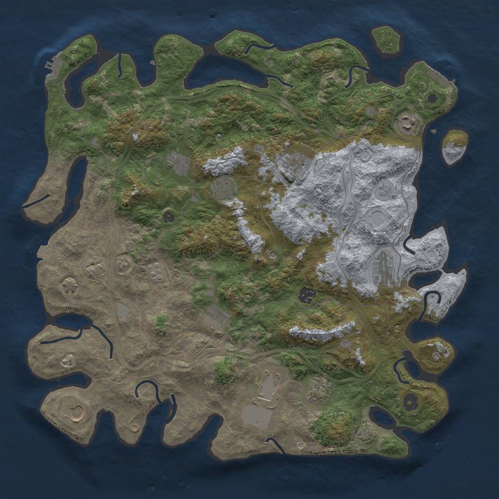 Rust Map: Procedural Map, Size: 4500, Seed: 1326294335, 19 Monuments
