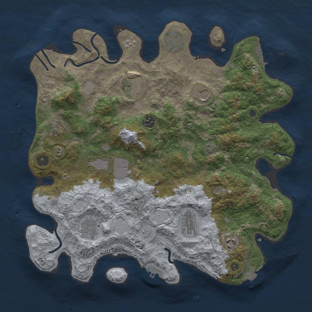 Rust Map: Procedural Map, Size: 3900, Seed: 55478792, 18 Monuments