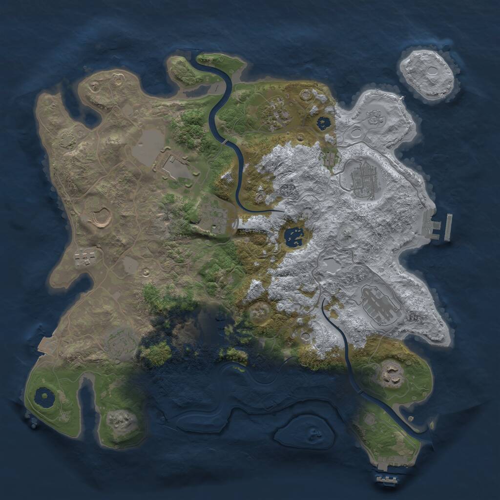 Rust Map: Procedural Map, Size: 3700, Seed: 908257274, 17 Monuments