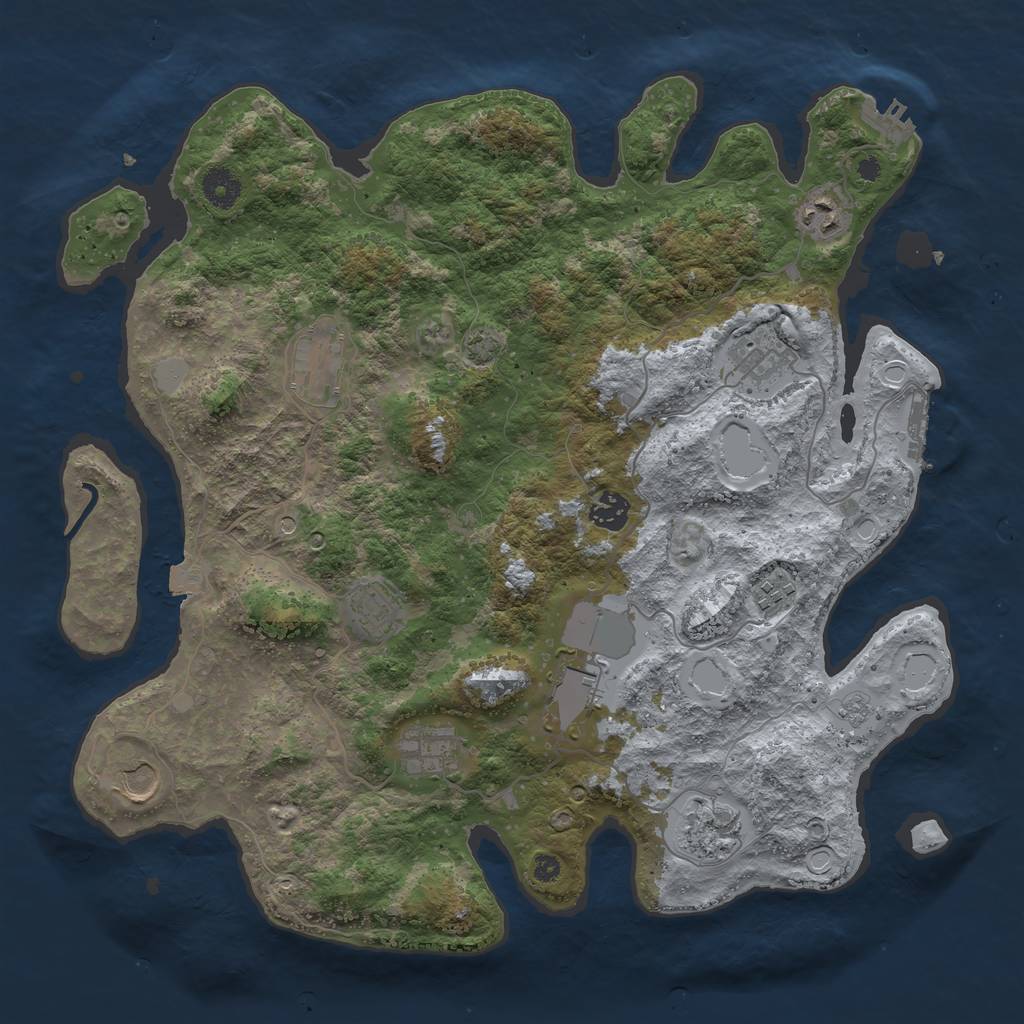 Rust Map: Procedural Map, Size: 3900, Seed: 28428511, 18 Monuments