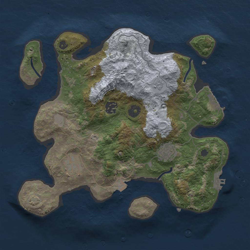 Rust Map: Procedural Map, Size: 3000, Seed: 2108351020, 10 Monuments