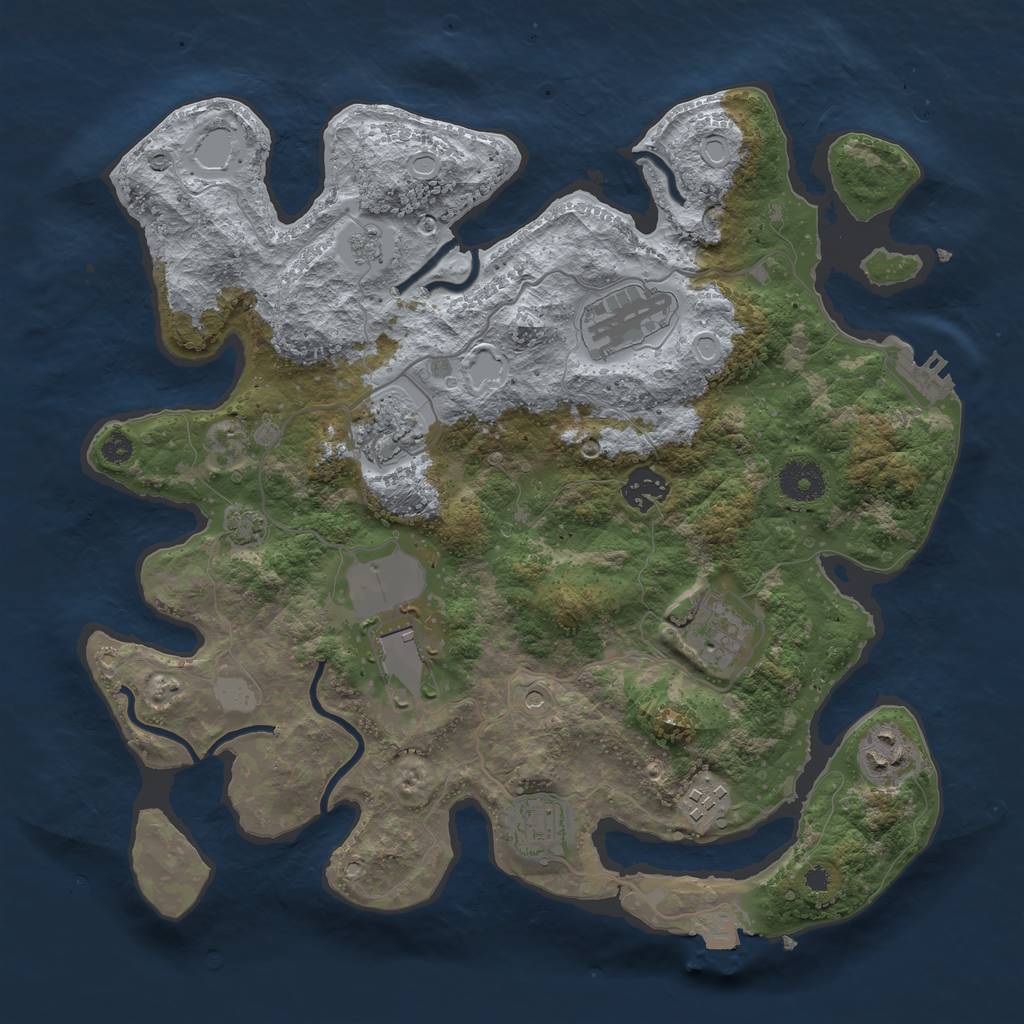 Rust Map: Procedural Map, Size: 3500, Seed: 1544195530, 15 Monuments