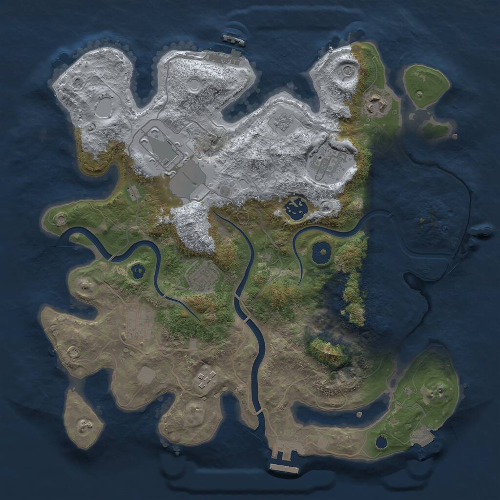 Rust Map: Procedural Map, Size: 3500, Seed: 1544195530, 13 Monuments