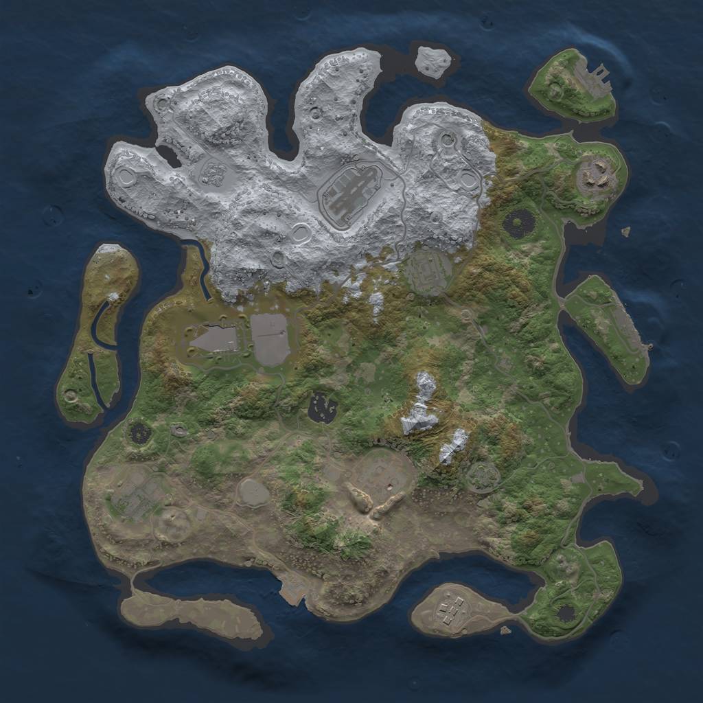 Rust Map: Procedural Map, Size: 3500, Seed: 1092550310, 16 Monuments