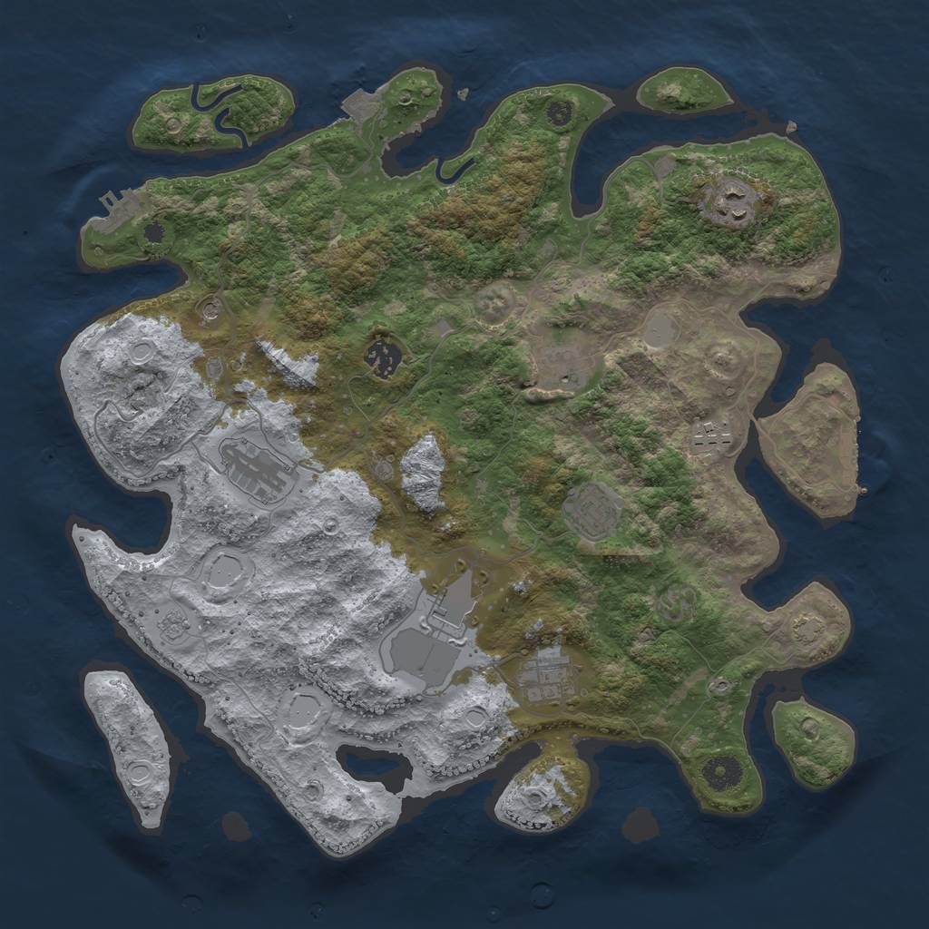 Rust Map: Procedural Map, Size: 3800, Seed: 1177550, 16 Monuments