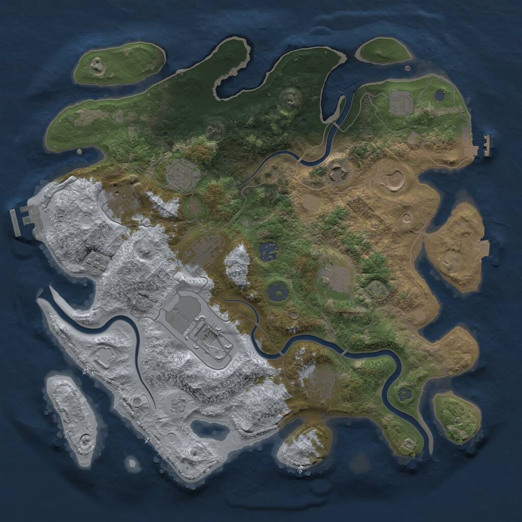 Rust Map: Procedural Map, Size: 3800, Seed: 1177550, 18 Monuments