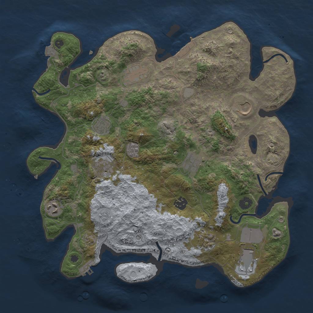 Rust Map: Procedural Map, Size: 3700, Seed: 777280026, 18 Monuments