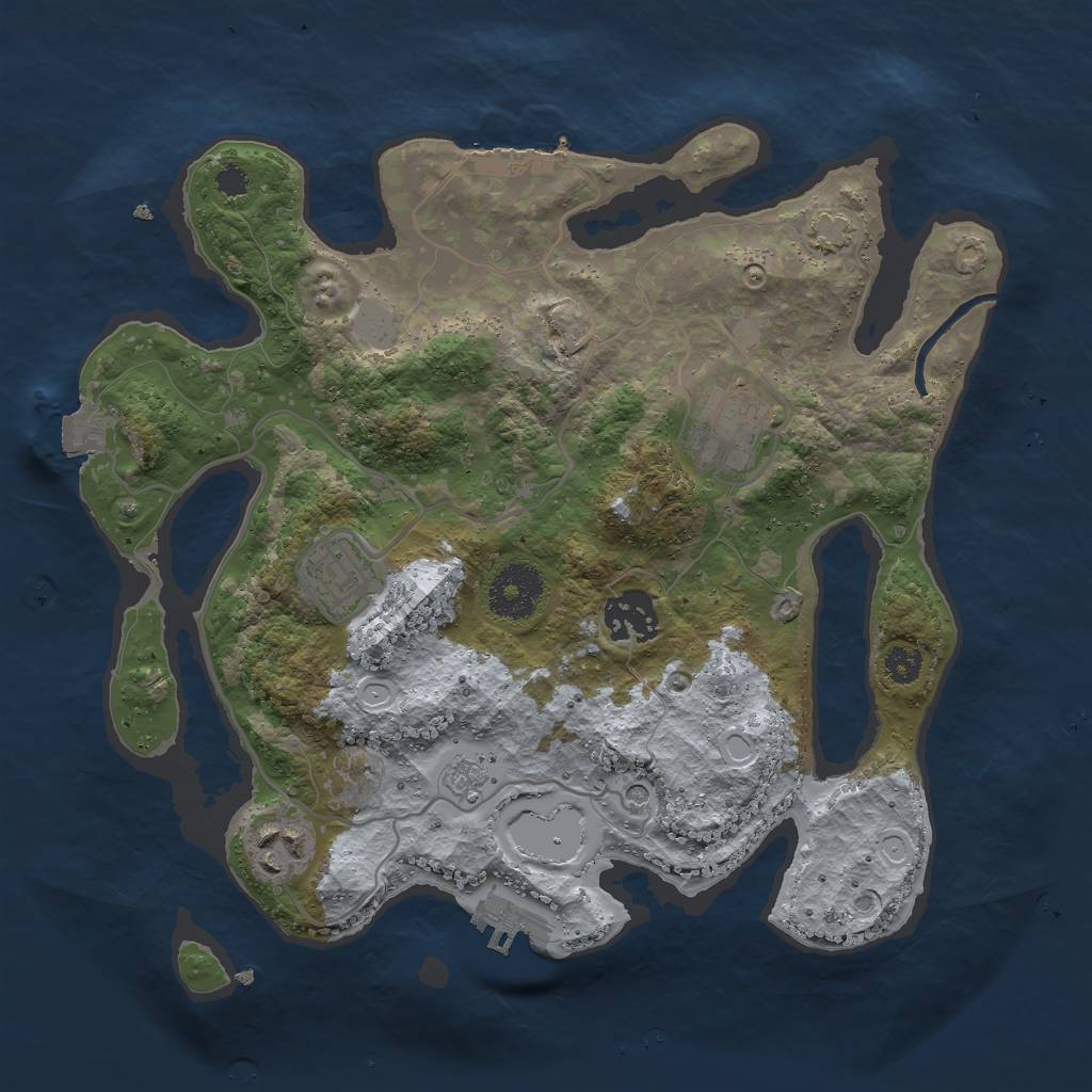 Rust Map: Procedural Map, Size: 3000, Seed: 30789, 12 Monuments