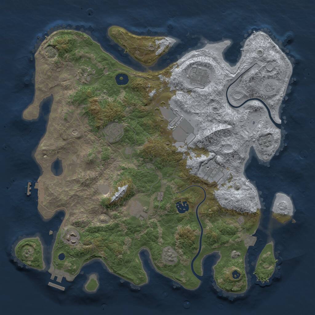 Rust Map: Procedural Map, Size: 3750, Seed: 2145637178, 15 Monuments