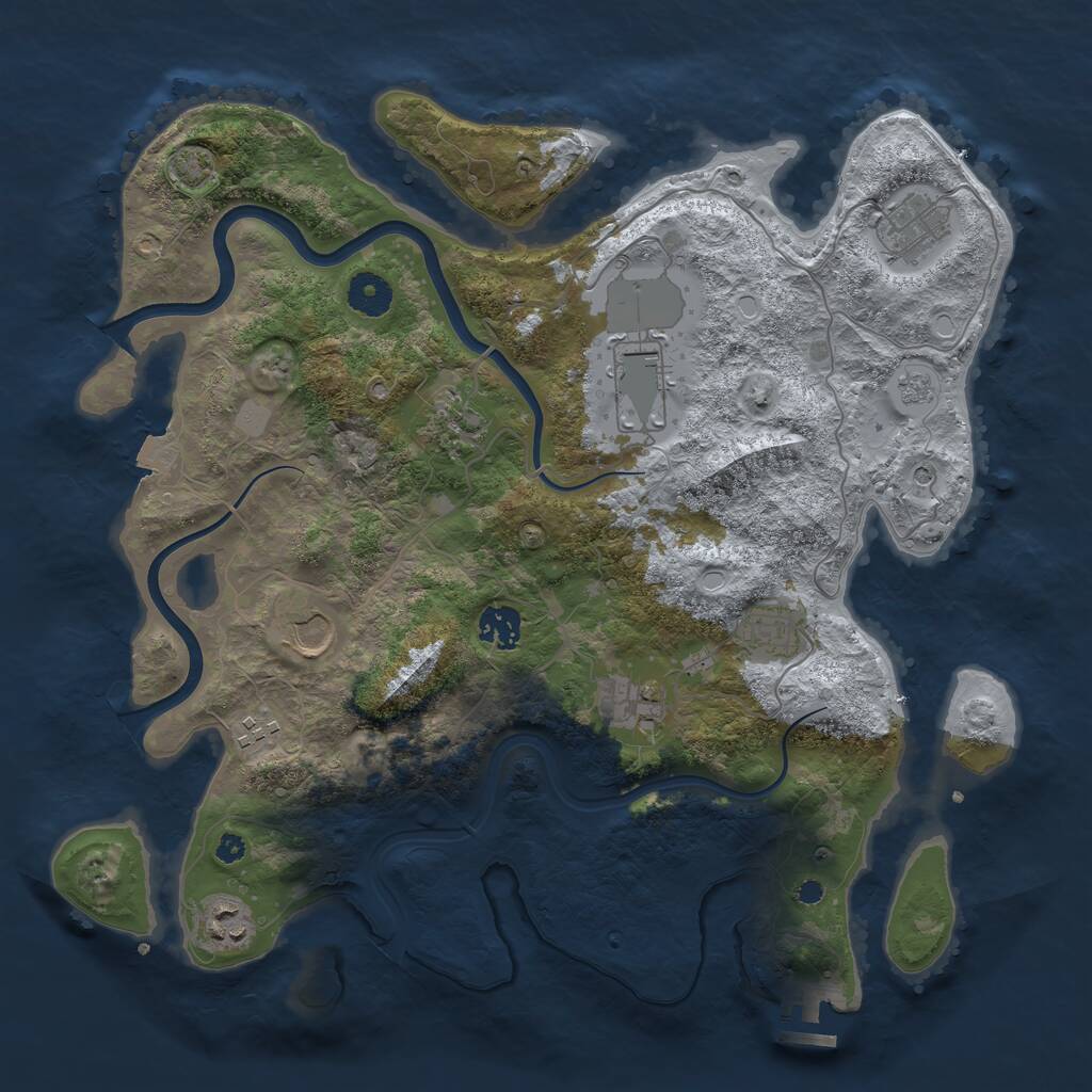 Rust Map: Procedural Map, Size: 3750, Seed: 2145637178, 14 Monuments