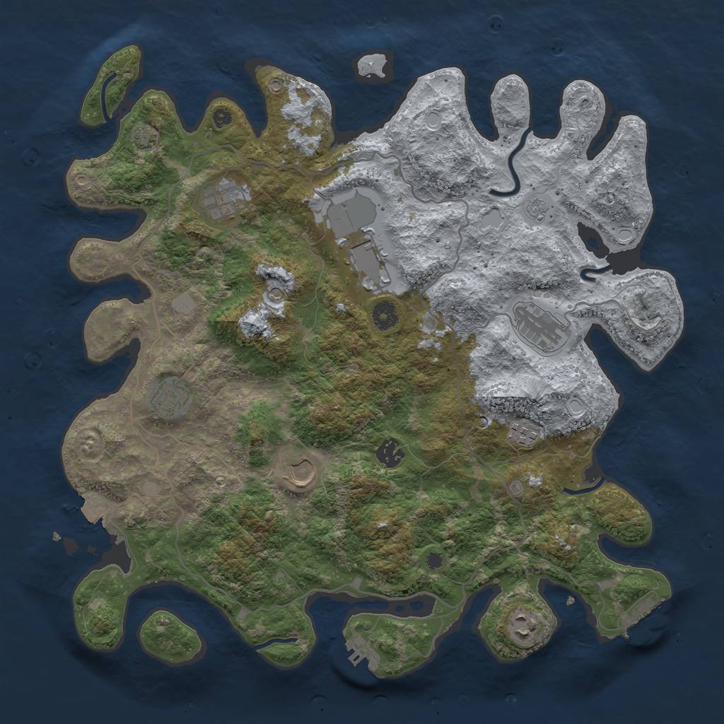 Rust Map: Procedural Map, Size: 4000, Seed: 54535428, 16 Monuments