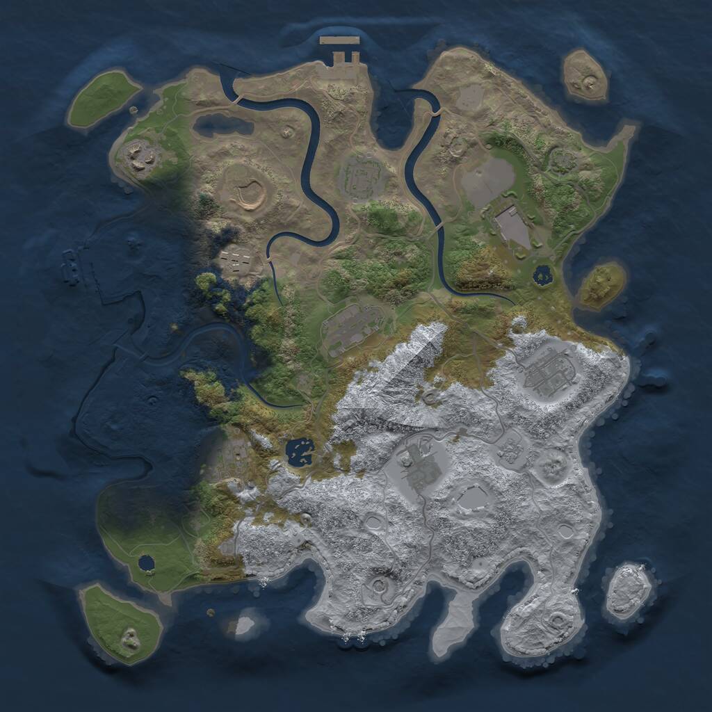 Rust Map: Procedural Map, Size: 3600, Seed: 9, 16 Monuments