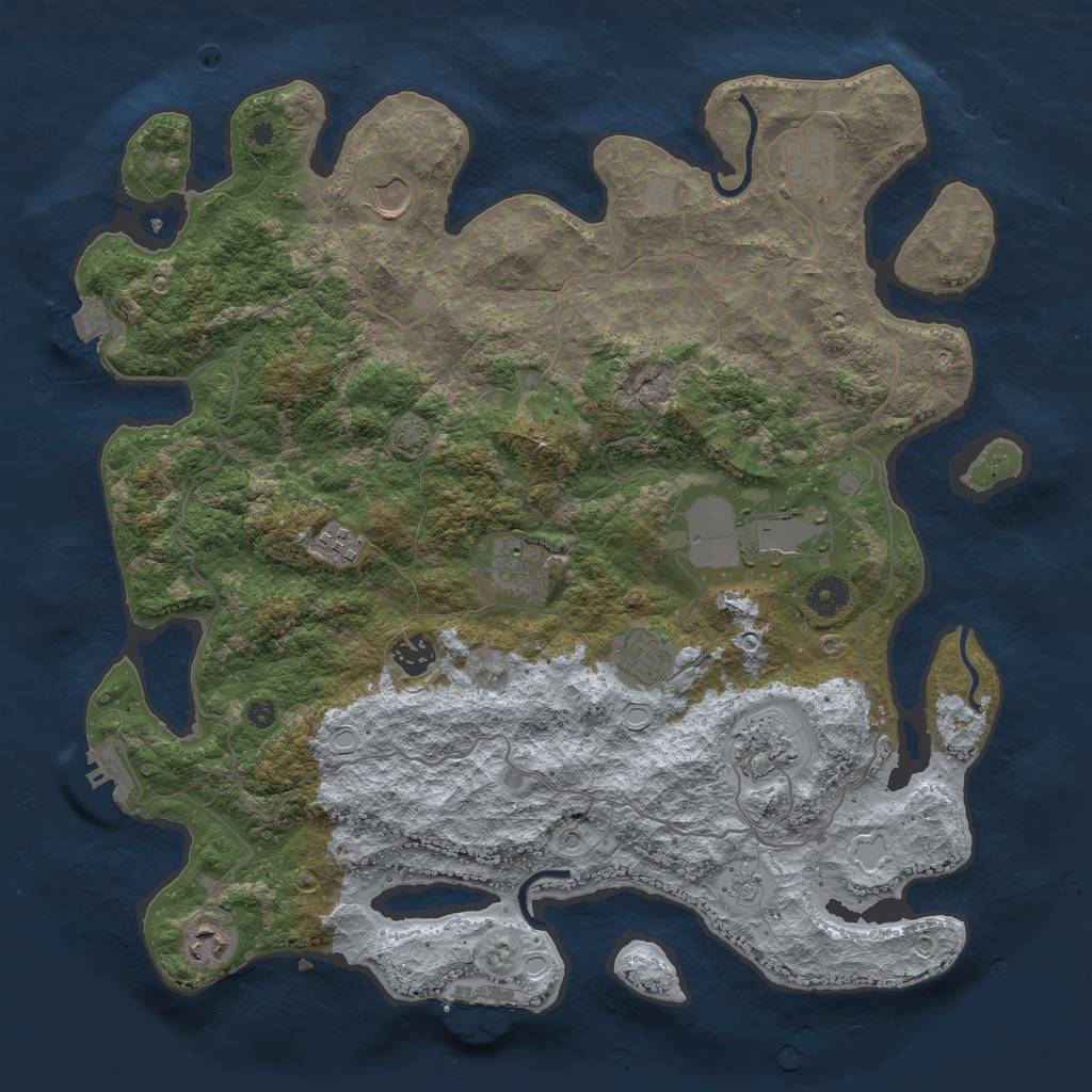 Rust Map: Procedural Map, Size: 4000, Seed: 1994212, 17 Monuments