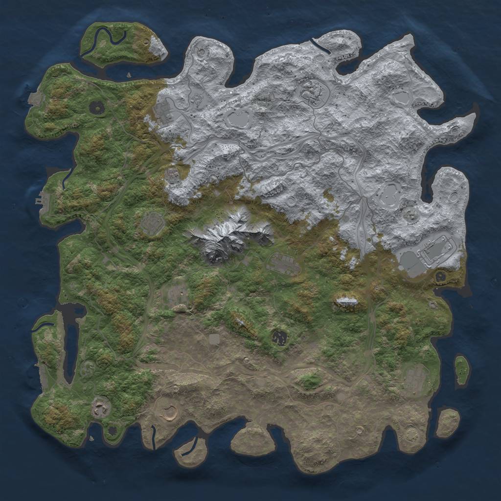 Rust Map: Procedural Map, Size: 5000, Seed: 62951, 19 Monuments