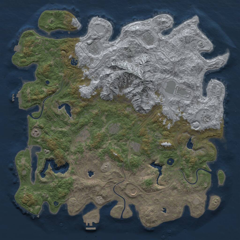Rust Map: Procedural Map, Size: 5000, Seed: 62951, 17 Monuments