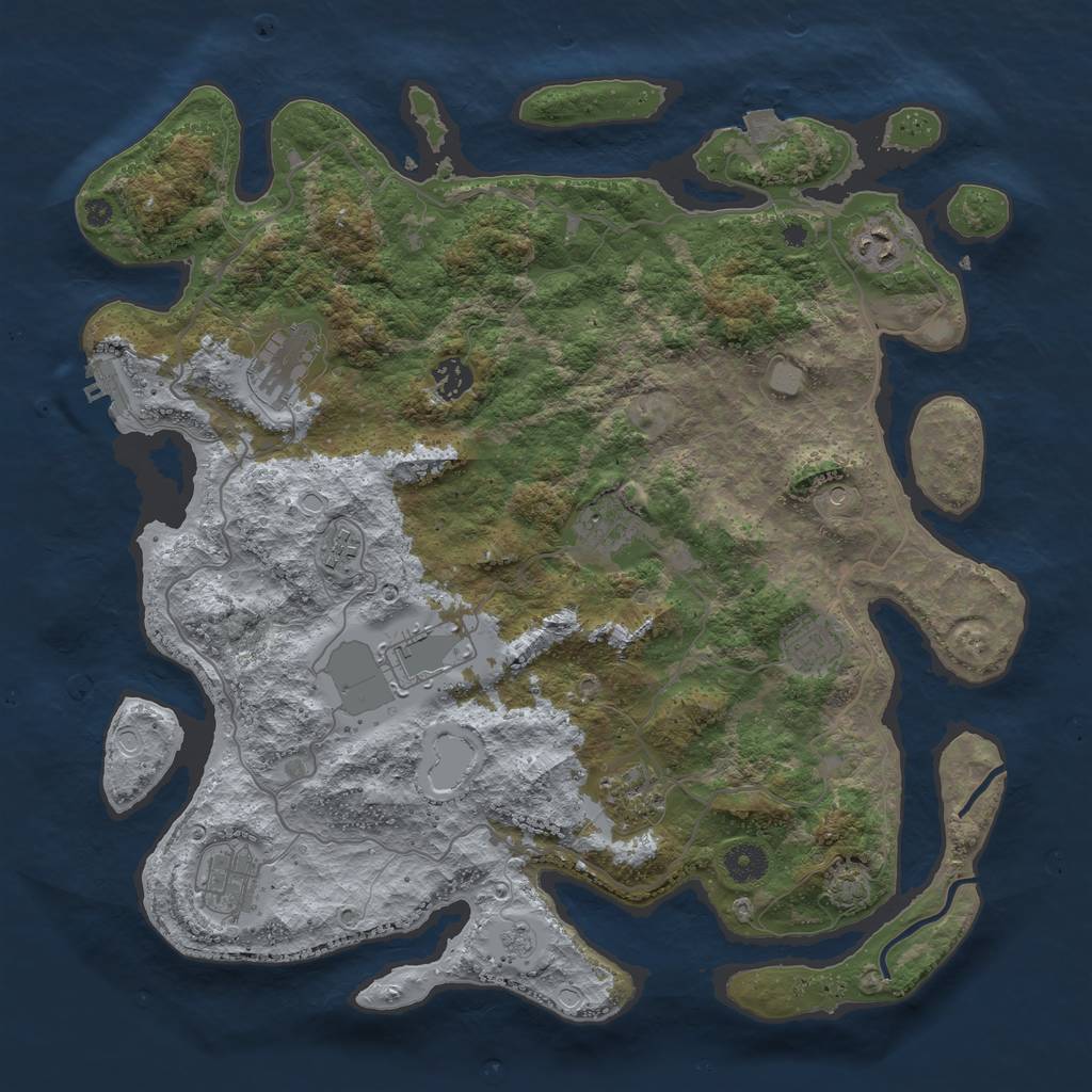 Rust Map: Procedural Map, Size: 4000, Seed: 2115999, 16 Monuments