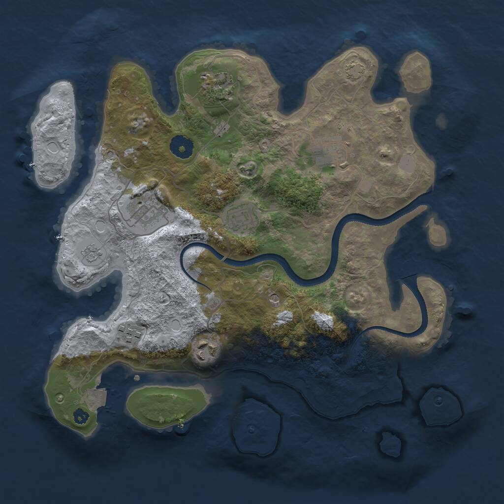 Rust Map: Procedural Map, Size: 3250, Seed: 23676774, 10 Monuments