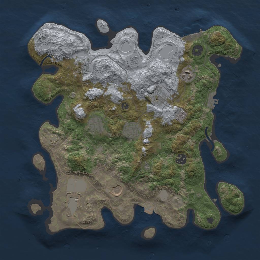 Rust Map: Procedural Map, Size: 3500, Seed: 1977643685, 17 Monuments