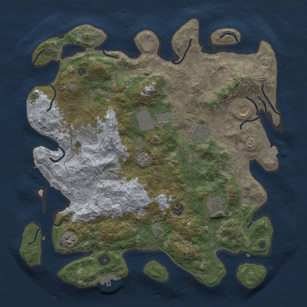 Rust Map: Procedural Map, Size: 4000, Seed: 141415, 16 Monuments