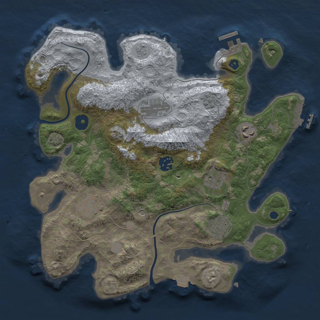 Rust Map: Procedural Map, Size: 3250, Seed: 1063789473, 13 Monuments