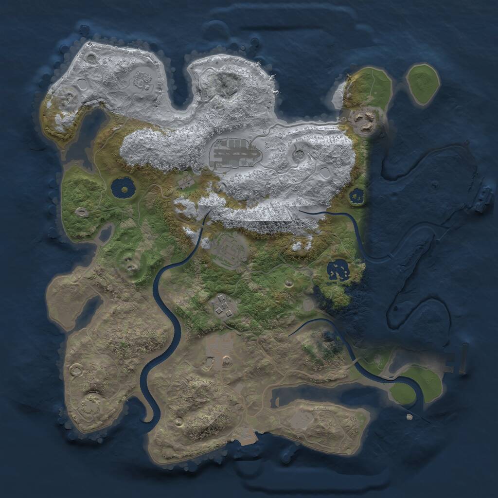 Rust Map: Procedural Map, Size: 3250, Seed: 1063789473, 12 Monuments