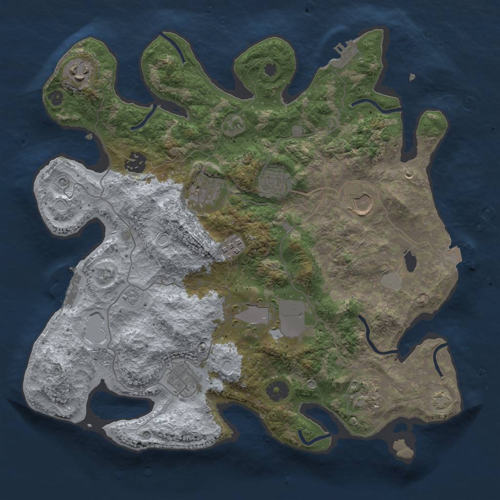 Rust Map: Procedural Map, Size: 3500, Seed: 522810937, 17 Monuments