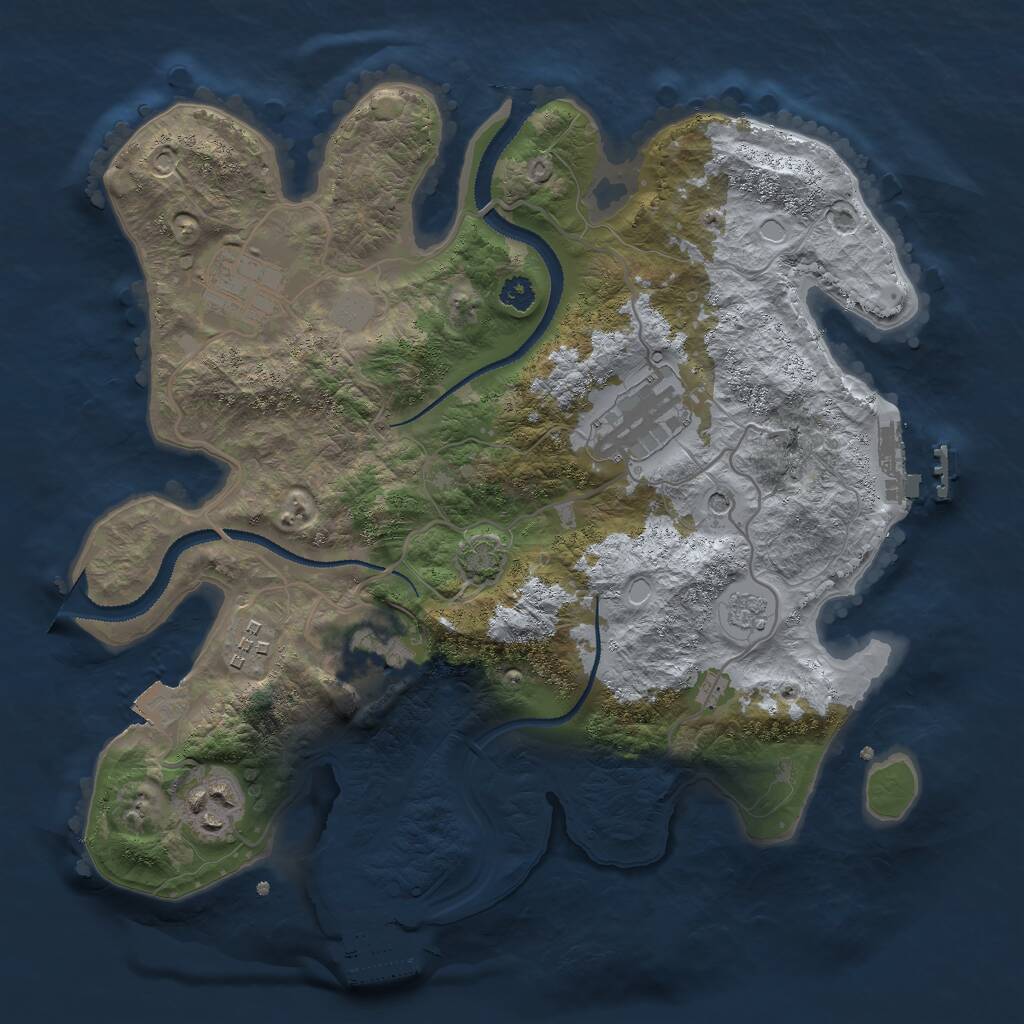 Rust Map: Procedural Map, Size: 3000, Seed: 442409185, 11 Monuments