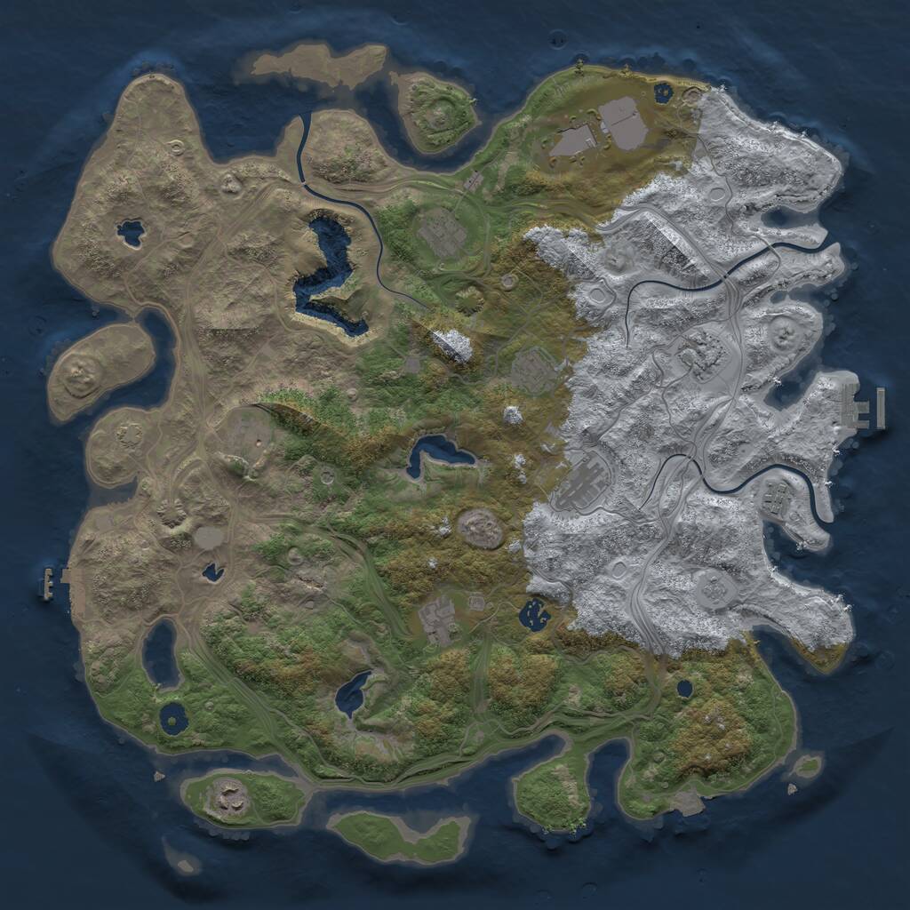 Rust Map: Procedural Map, Size: 4500, Seed: 1212642070, 16 Monuments