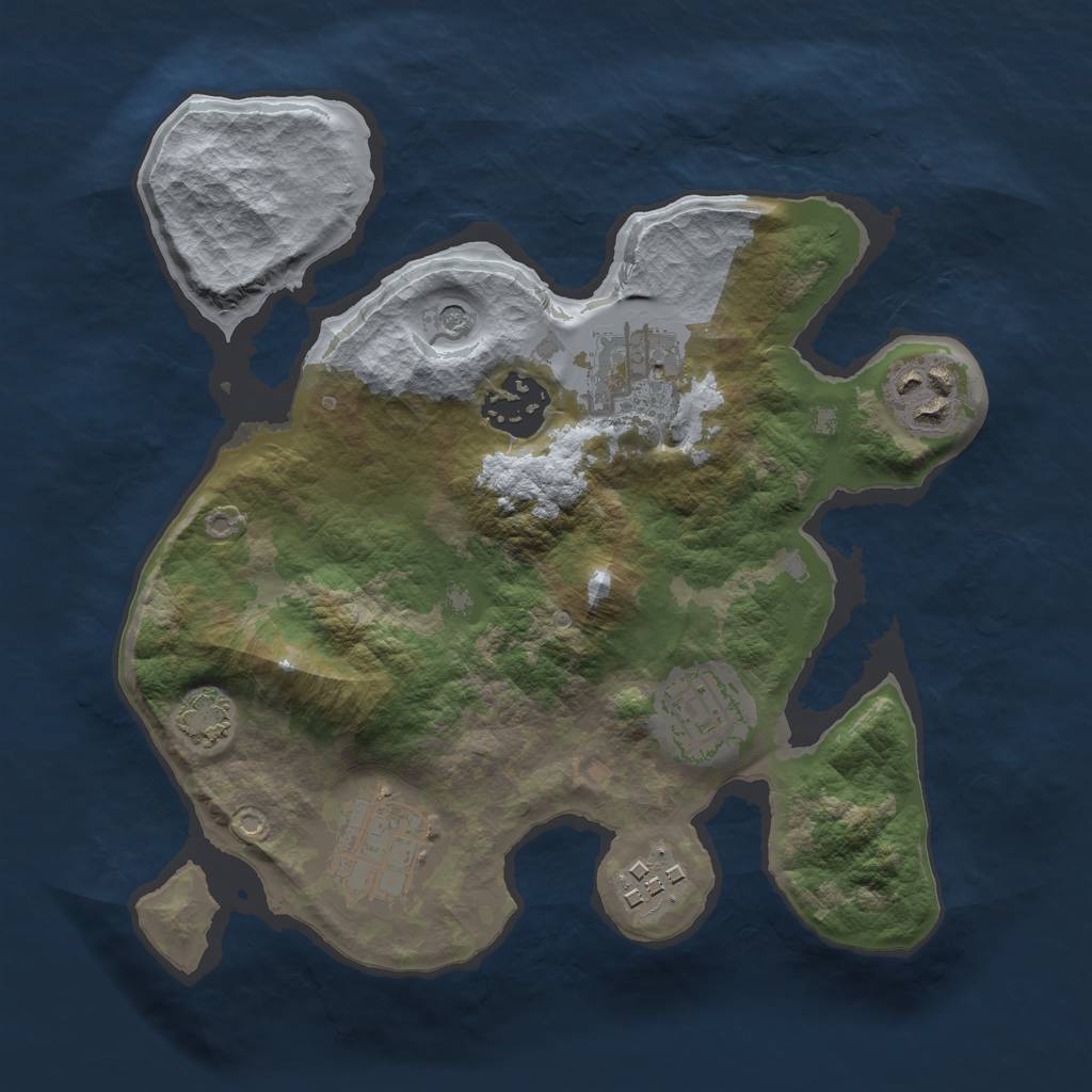 Rust Map: Barren, Size: 2555, Seed: 11124, 10 Monuments