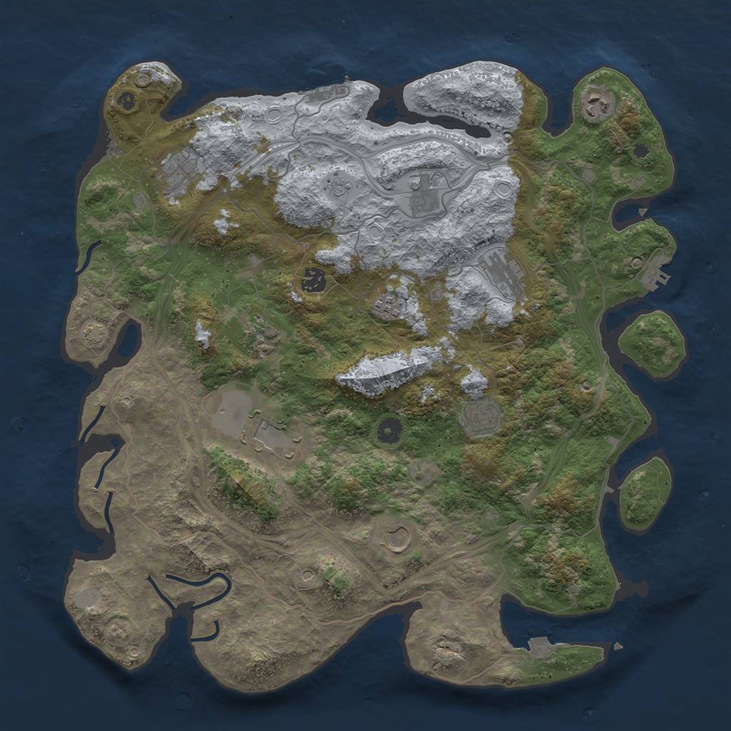 Rust Map: Procedural Map, Size: 4250, Seed: 423041629, 18 Monuments