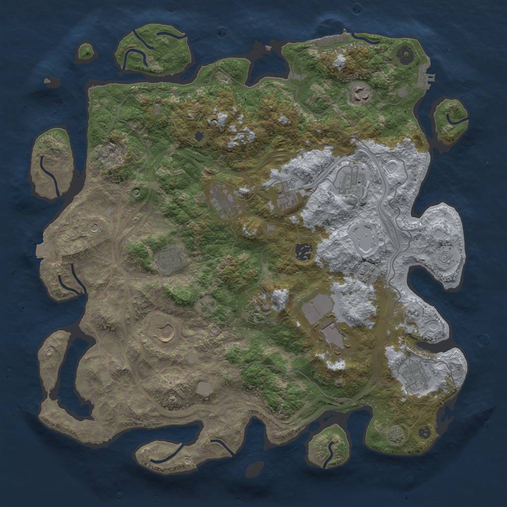 Rust Map: Procedural Map, Size: 4250, Seed: 1728362713, 19 Monuments