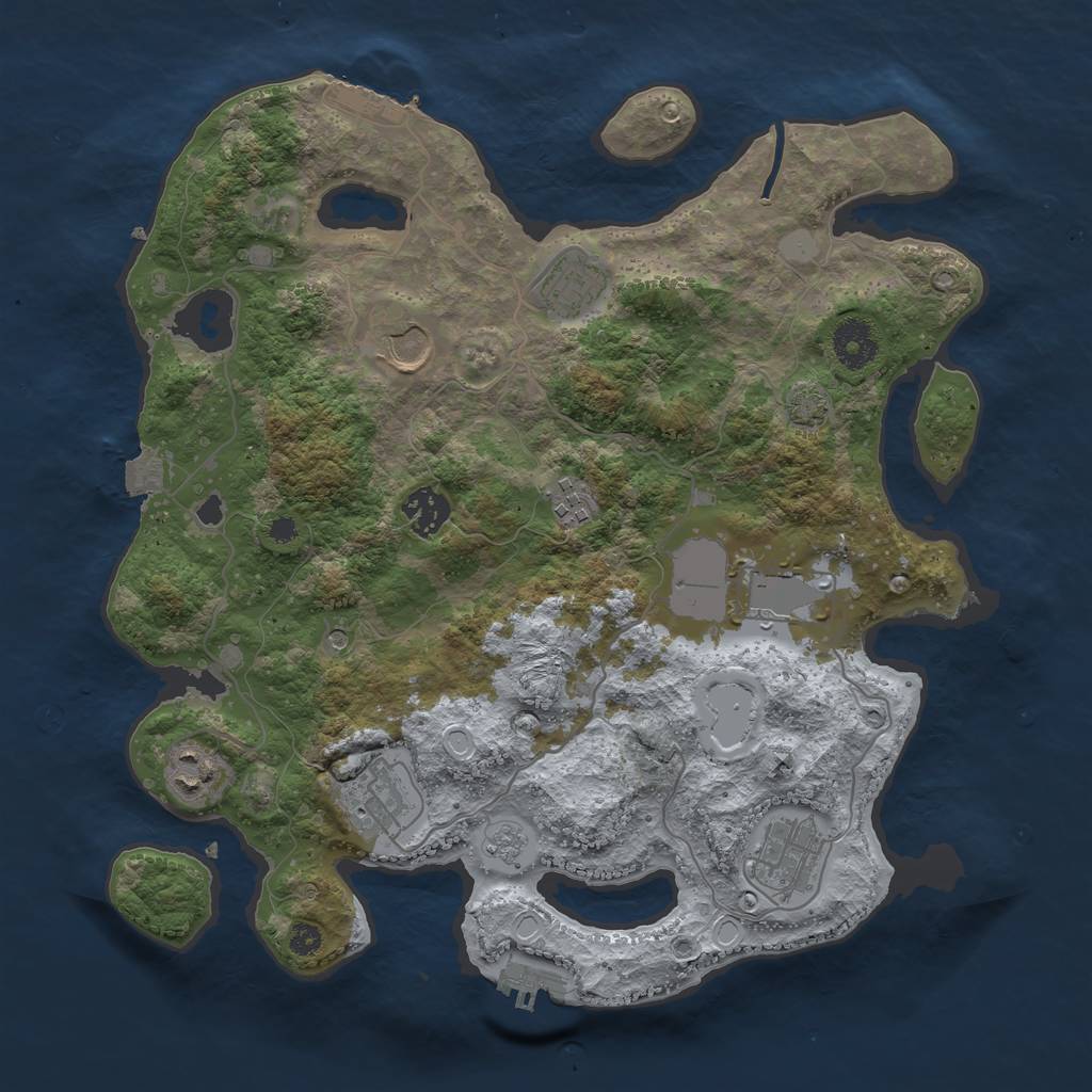 Rust Map: Procedural Map, Size: 3500, Seed: 120981070, 16 Monuments