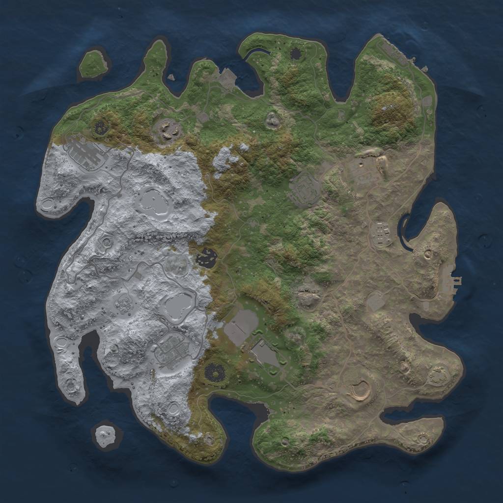 Rust Map: Procedural Map, Size: 3700, Seed: 41335723, 17 Monuments