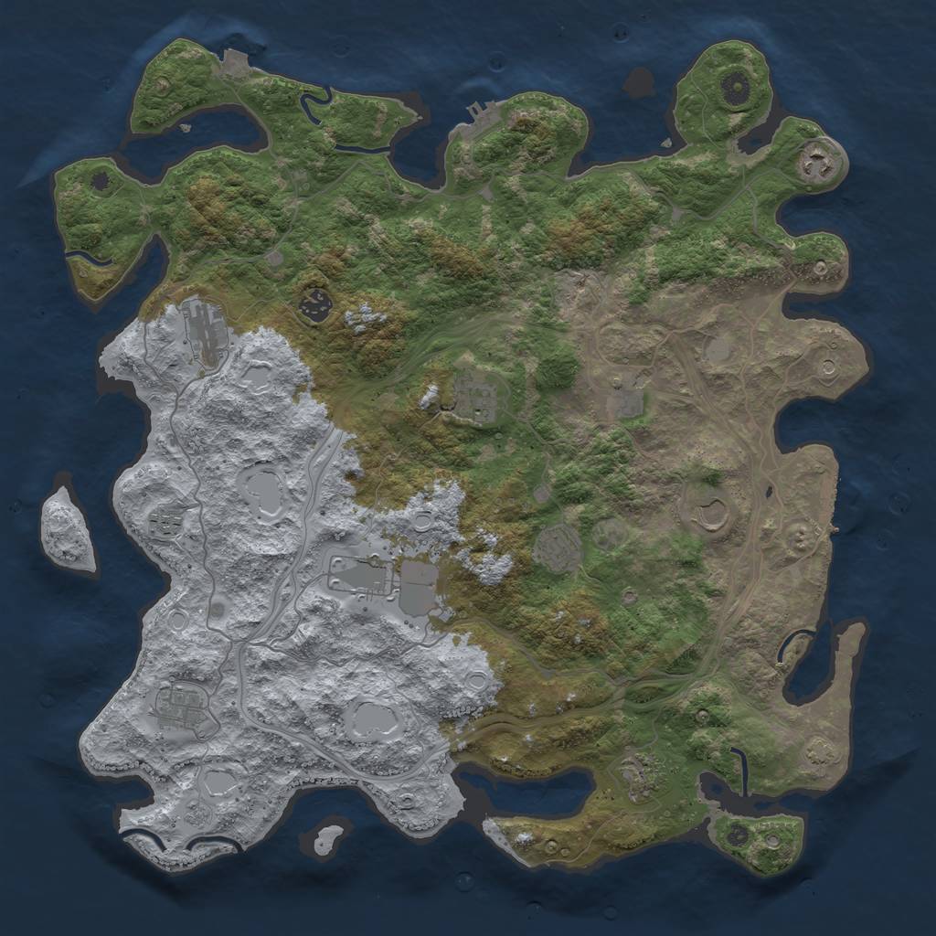 Rust Map: Procedural Map, Size: 4500, Seed: 2135079337, 19 Monuments