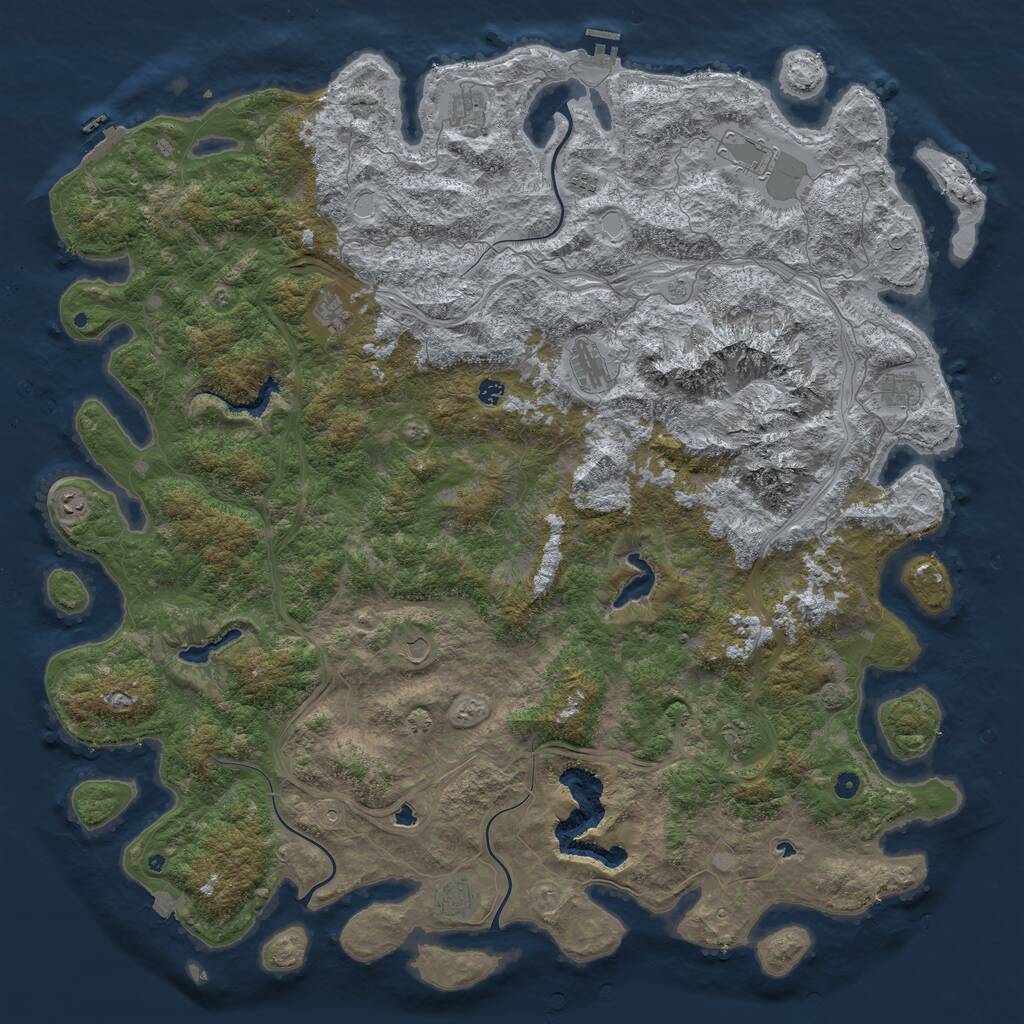 Rust Map: Procedural Map, Size: 6000, Seed: 65029, 17 Monuments
