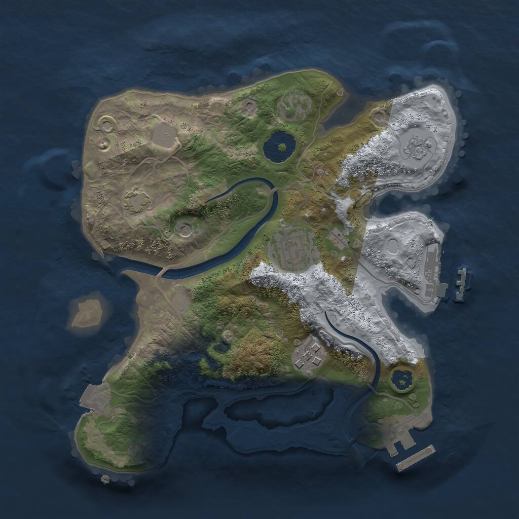 Rust Map: Procedural Map, Size: 2500, Seed: 576605232, 8 Monuments