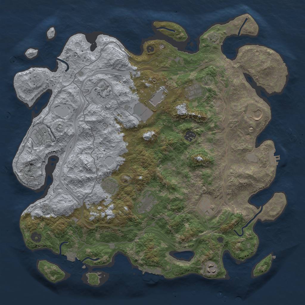 Rust Map: Procedural Map, Size: 4250, Seed: 932991447, 19 Monuments